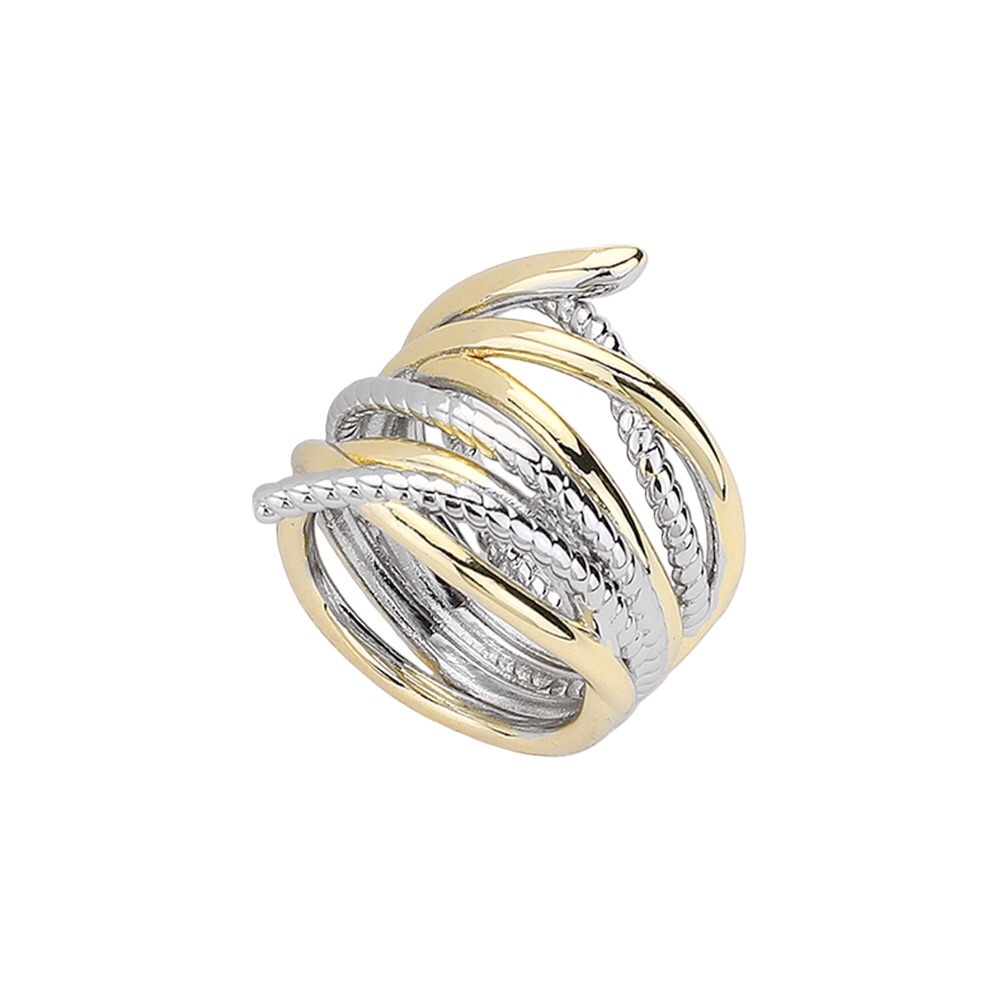 Two Tone Chunky Crossover Ring